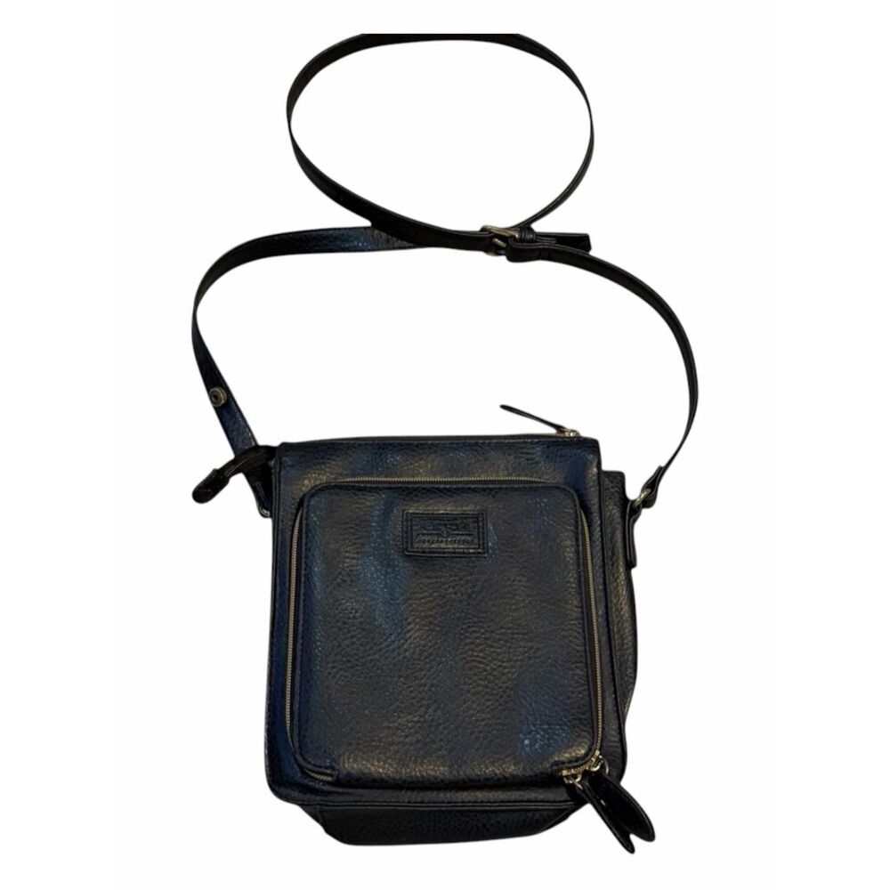 RELIC by FOSSIL Black Pebbled Leather Organizer Crossbody Bag Adjustable Strap